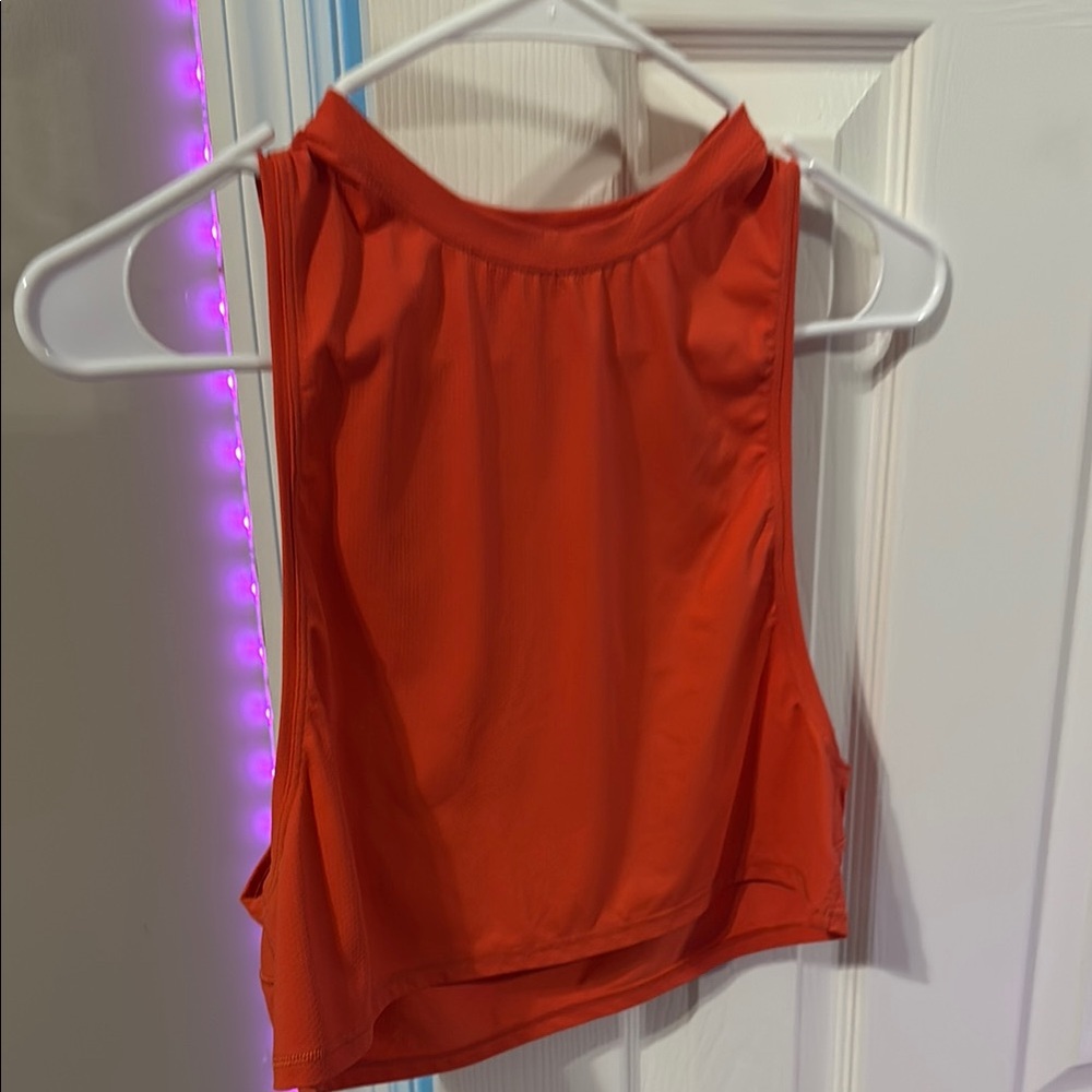 Red Sleeveless Crop Tank Top with Cut Out Design